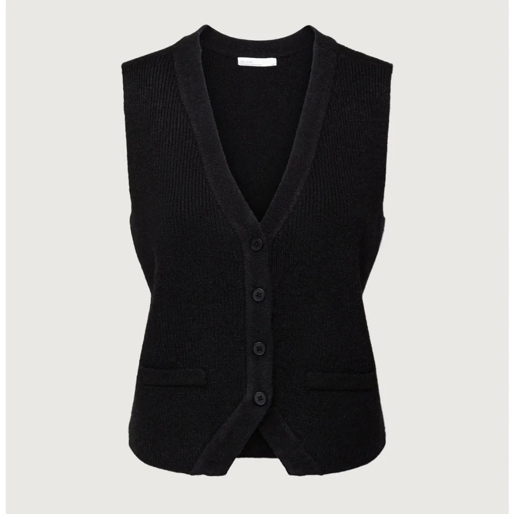 NWT Oak + Fort Button Down Vest Cardigan Black S - Picture 4 of 15